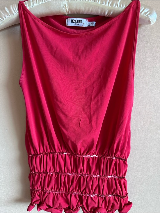 Moschino Tops - Moschino Hot Pink Sleeveless Ruched Waist Tank Size 6/8.